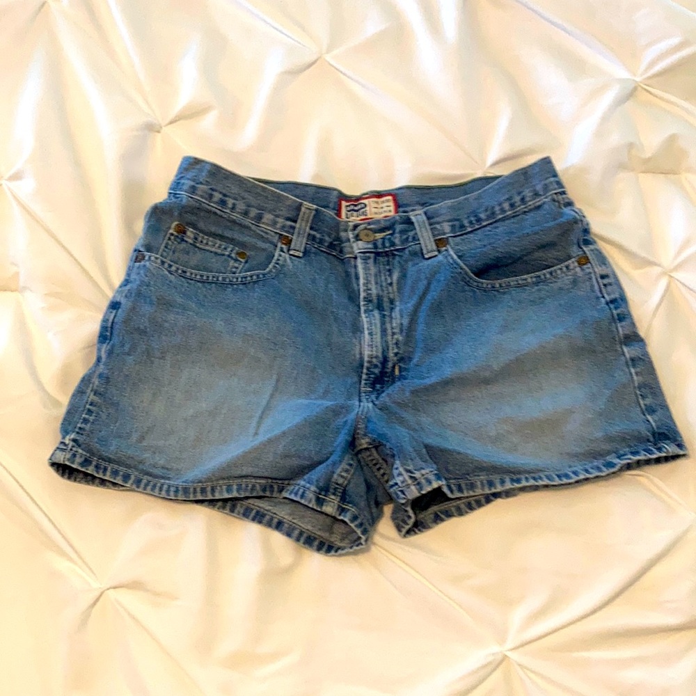 Old Navy blue jean stone washed shorts zip 12